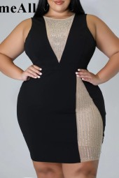 Shimmering Rhinestone Night Club Sleeveless Bodycon Dress - A Must-Have!