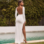 Backless High Side Split Long Sleeve Bodycon Maxi Dress