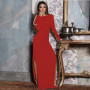 Backless High Side Split Long Sleeve Bodycon Maxi Dress