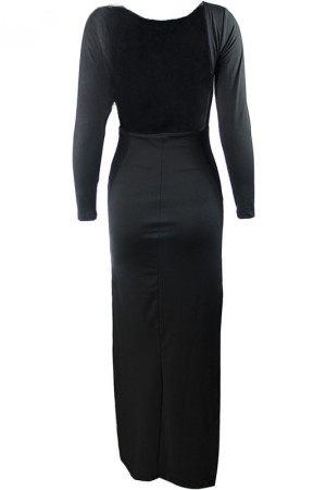 Backless High Side Split Long Sleeve Bodycon Maxi Dress