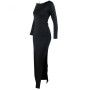 Backless High Side Split Long Sleeve Bodycon Maxi Dress