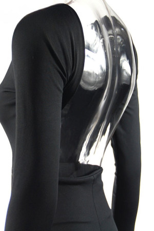 Backless High Side Split Long Sleeve Bodycon Maxi Dress