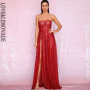 Glitter Strapless Tube Split Maxi Dress