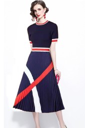 Striped Patchwork Summer Sweater Midi Dress: Office Ready Style