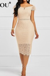 Lace Elegance Off Shoulder Evening Dress - Summer Edition