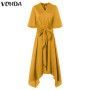 Vintage Floral Short Sleeve High Waist Plus Size Maxi Dress
