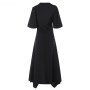 Vintage Floral Short Sleeve High Waist Plus Size Maxi Dress