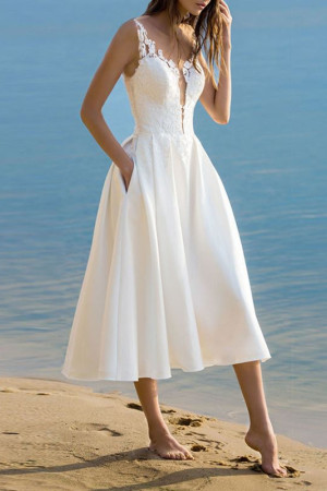 Lace Spaghetti Strap Sleeveless Midi Dress