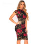 Floral Short Sleeve Bodycon Knee Length Plus Size Pencil Dress
