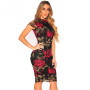 Floral Short Sleeve Bodycon Knee Length Plus Size Pencil Dress