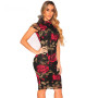 Floral Short Sleeve Bodycon Knee Length Plus Size Pencil Dress