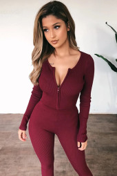Ribbed Knit V-Neck Crop Top and Pants Two Piece Set