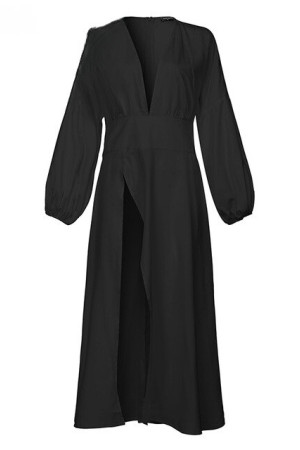 Asymmetric Lantern Sleeve Plus Size Long Blouse