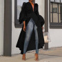 Asymmetric Lantern Sleeve Plus Size Long Blouse
