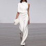 One Shoulder Sleeveless Wide Leg Jumpsuit