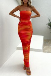 Summer Sizzle: Strapless Tiedye Cocktail Club Sleeveless Bodycon Long Dress