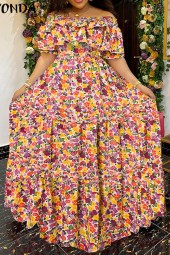 Bohemian Floral Maxi Summer Dress: Casual, Loose, Ruffle, Beach Robe