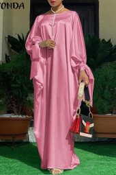 Elegant Bohemian Holiday Sundress: Long Sleeve Satin Beach Robe