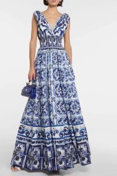 Blue & Porcelain Spaghetti Strap Maxi Dress: Summer Edition