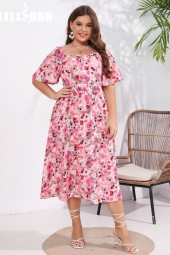 Floral French Chiffon Summer Midi Dress: Elegant and Casual