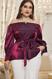 Elegant Plus Size Off Shoulder Flare Sleeve Shirt