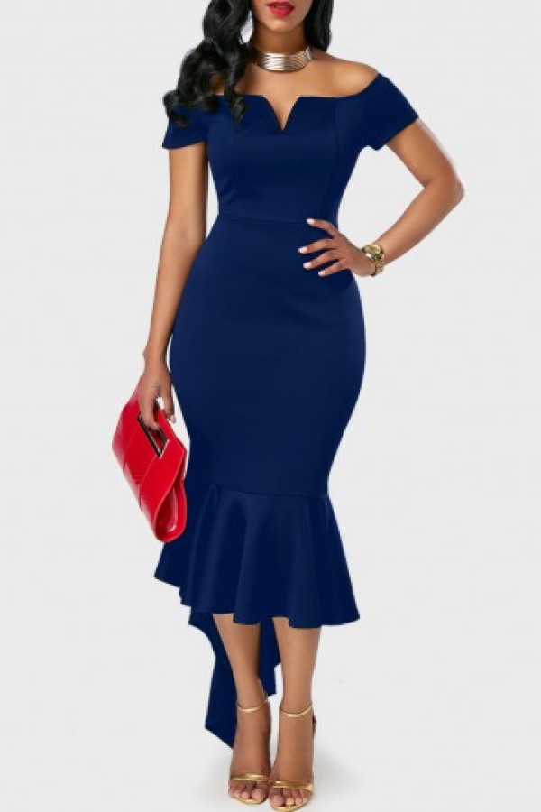 navy blue peplum dress