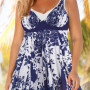 Floral Keyhole Back Plus Size Swimdress and Shorts Set