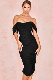 Off Shoulder Strapless Backless Bodycon Midi Dress