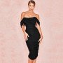 Off Shoulder Strapless Backless Bodycon Midi Dress
