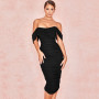 Off Shoulder Strapless Backless Bodycon Midi Dress