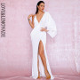 Sequin V-Neck One Sleeve Split Maxi Dress