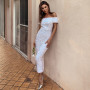Off Shoulder Short Sleeve Sequin Bodycon Midi Dress
