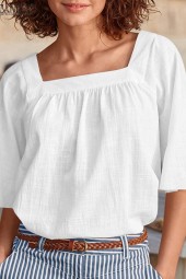 Square Neck Half Sleeve Blouse: Elegant and Versatile Shirt