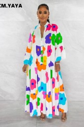 Floral Sleeve Double Breasted Loose Maxi Dress - Chic and Long