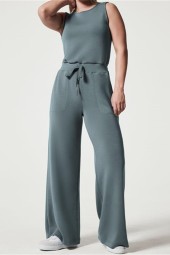 AirEssentials Spring Jumpsuits: Casual, Loose, Short Sleeve, Belted, Wide Leg.