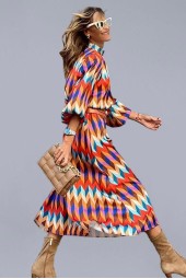 Oneck Sleeve Elegant Robe Midi: Vintage Chic Loose Dress