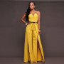 Sleeveless Zipper Hollow Out Split Wide Leg Jumpsuit