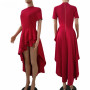 Layered Ruffle Short Sleeve High-Low Plus Size Dress