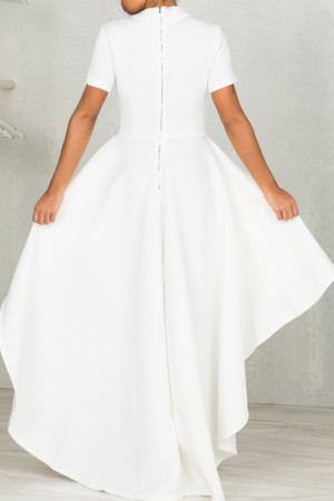 Layered Ruffle Short Sleeve High-Low Plus Size Dress