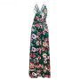 Floral Backless V-Neck Sleeveless Boho Plus Size Maxi Dress
