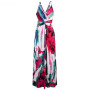 Floral Backless V-Neck Sleeveless Boho Plus Size Maxi Dress
