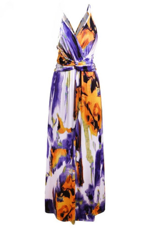 Floral Backless V-Neck Sleeveless Boho Plus Size Maxi Dress