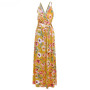 Floral Backless V-Neck Sleeveless Boho Plus Size Maxi Dress