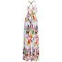 Floral Backless V-Neck Sleeveless Boho Plus Size Maxi Dress