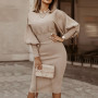 Lantern Long Sleeve Slim Fit Bodycon Dress