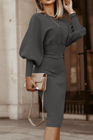 Lantern Long Sleeve Slim Fit Bodycon Dress