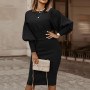 Lantern Long Sleeve Slim Fit Bodycon Dress