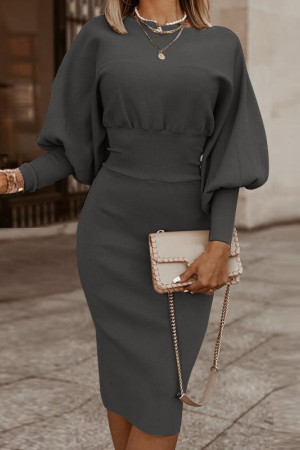 Lantern Long Sleeve Slim Fit Bodycon Dress