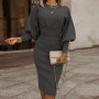 Lantern Long Sleeve Slim Fit Bodycon Dress
