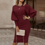 Lantern Long Sleeve Slim Fit Bodycon Dress